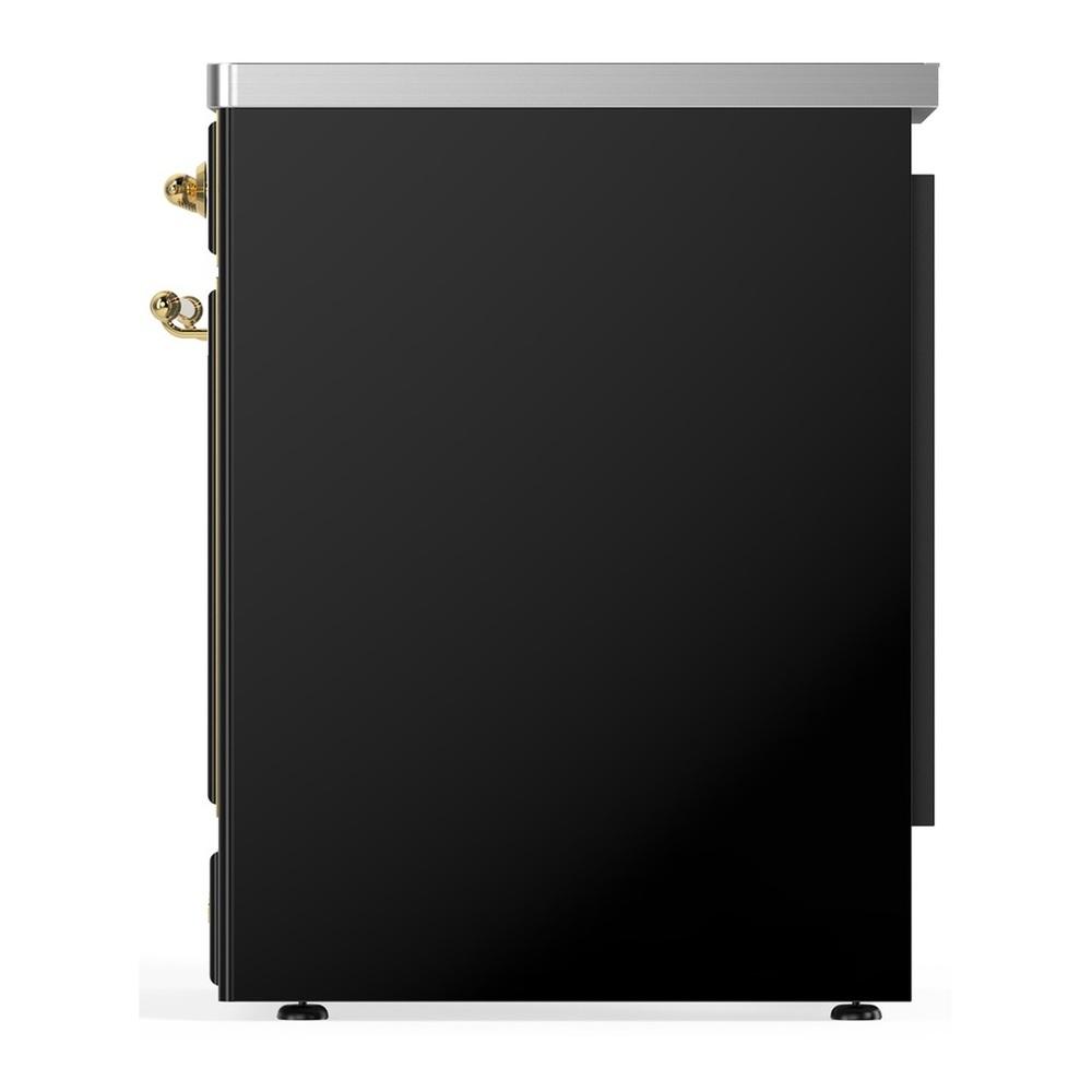 ILVE UMIB30NR3BKG Majestic III 30 inch Induction Range with 4 Elements, 4 cu. ft. Oven Capacity (Triple Glass Door, Glossy Black, Brass)