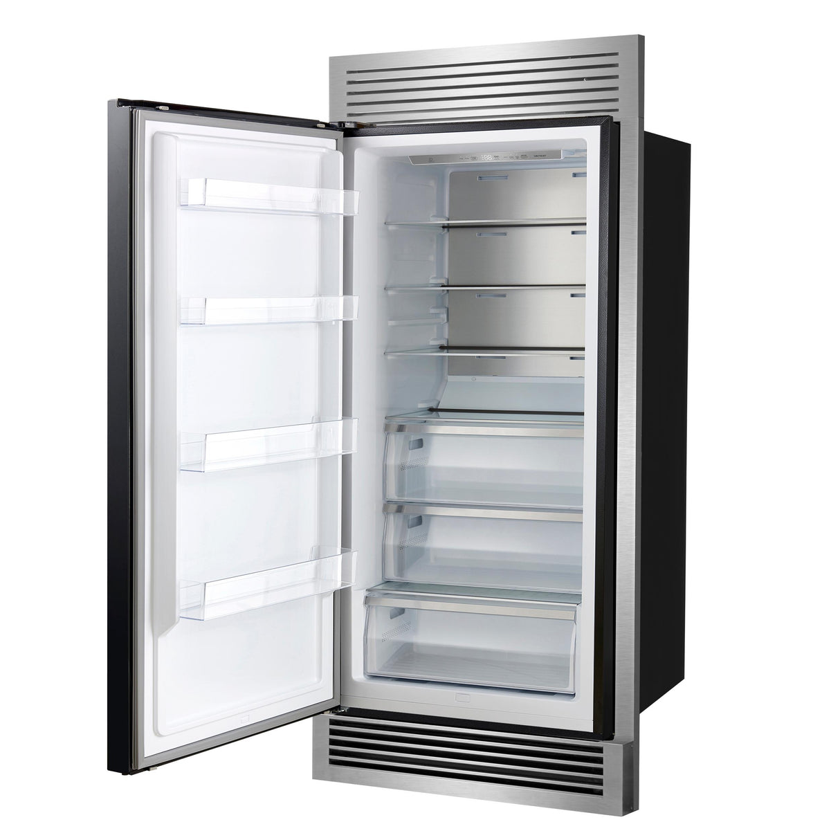 Forno Maderno 28" Built-In Convertible Refrigerator in Black, 13.6 cu.ft. Left Swing with Decorative Grill - 32" Wide
