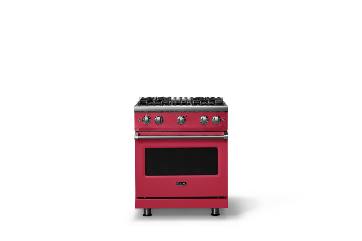 30"W. Sealed Burner Gas Range (Finish: Valentine, Trim: Polished Chrome, Fuel: Propane)
