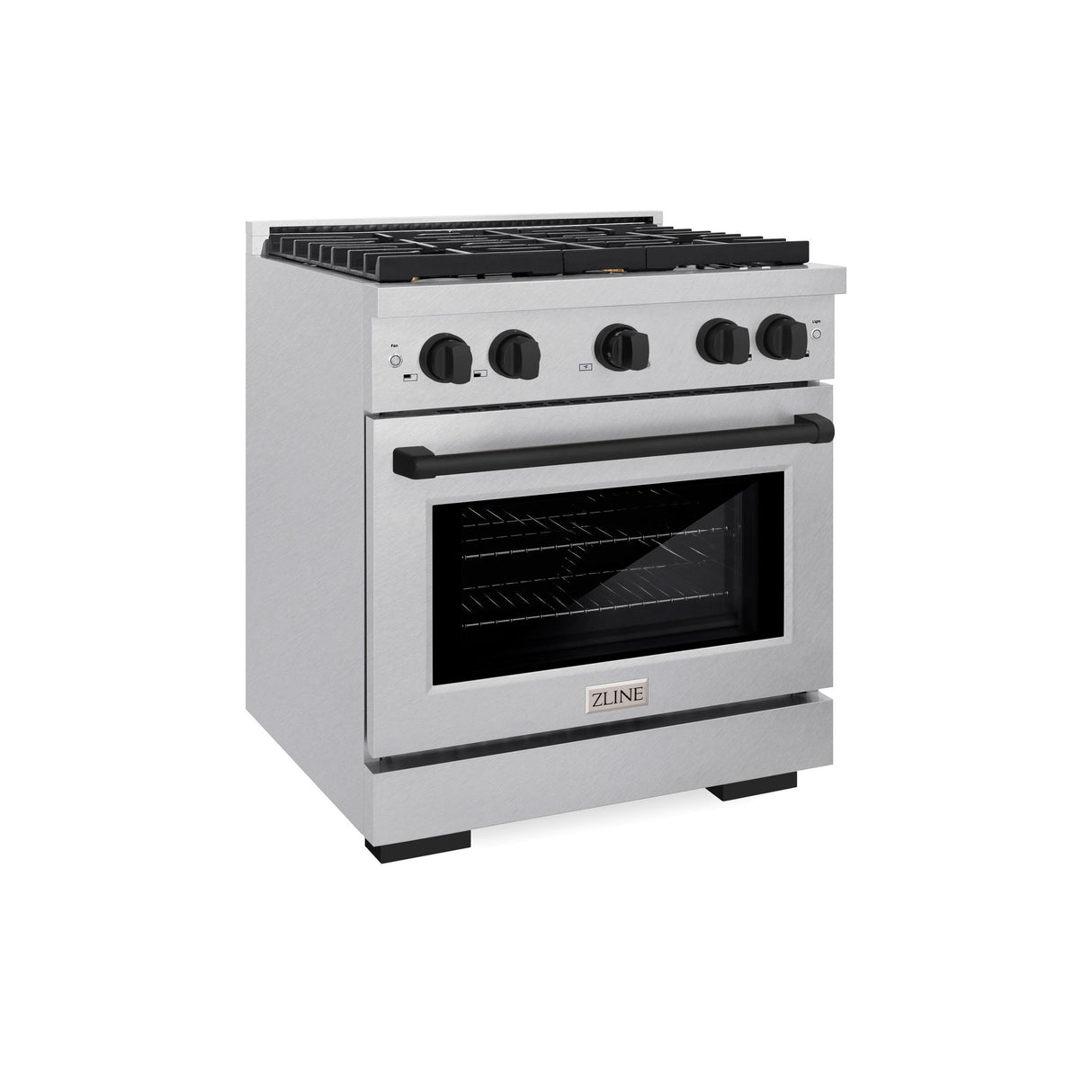 ZLINE Autograph Edition 30 in. 4.2 cu. ft. 4 Burner Gas Range with Convection Gas Oven in DuraSnow' Stainless Steel and Matte Black Accents (SGRSZ-30-MB)