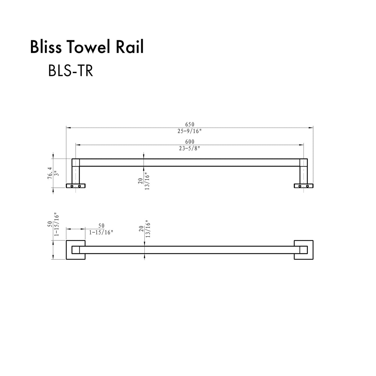ZLINE Bliss Towel Rail in Brushed Nickel (BLS-TR-BN)