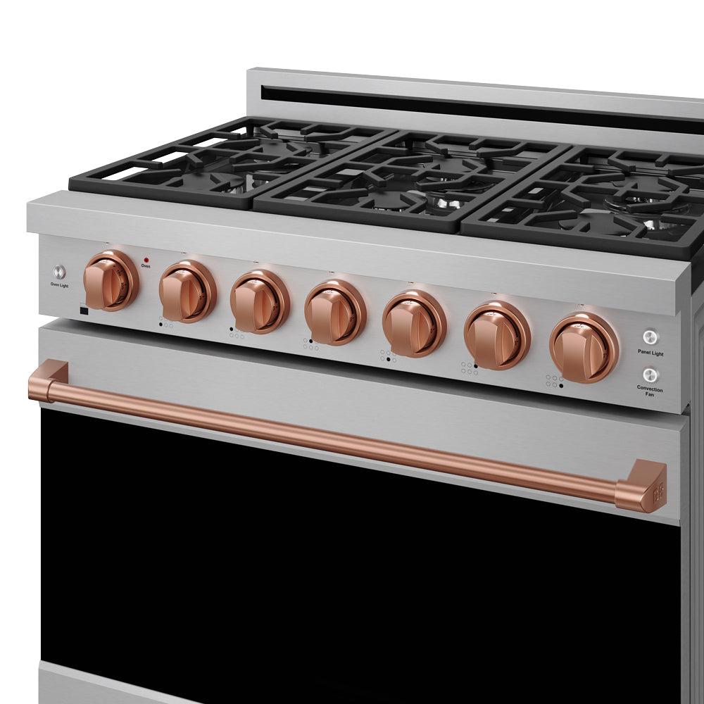 36 Inch Professional Liquid Propane Range With Precision Knob In Stainless Steel and Rose Gold Gordon Ramsay Series