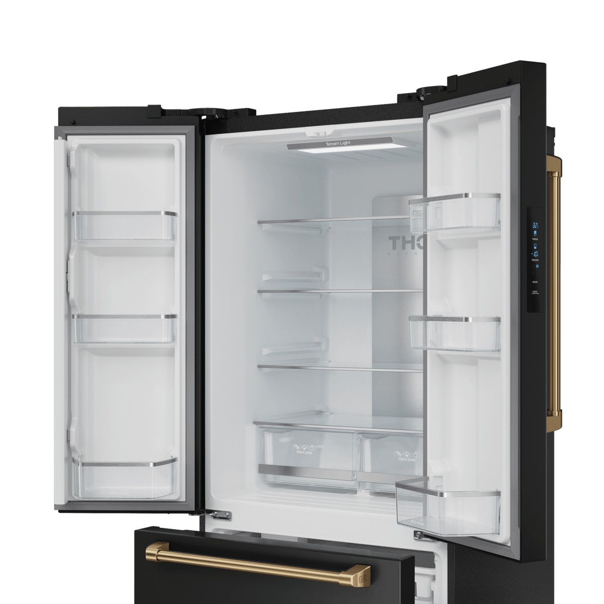 30 Inch 17.5 Cu Ft French Door Counter Depth Refrigerator With Ice Maker In Black/bronze Gordon Ramsay Series