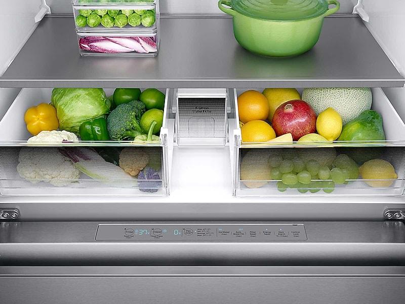 23 cu. ft. Counter Depth 4-Door French Door Refrigerator with Polygon Handles in Stainless Steel