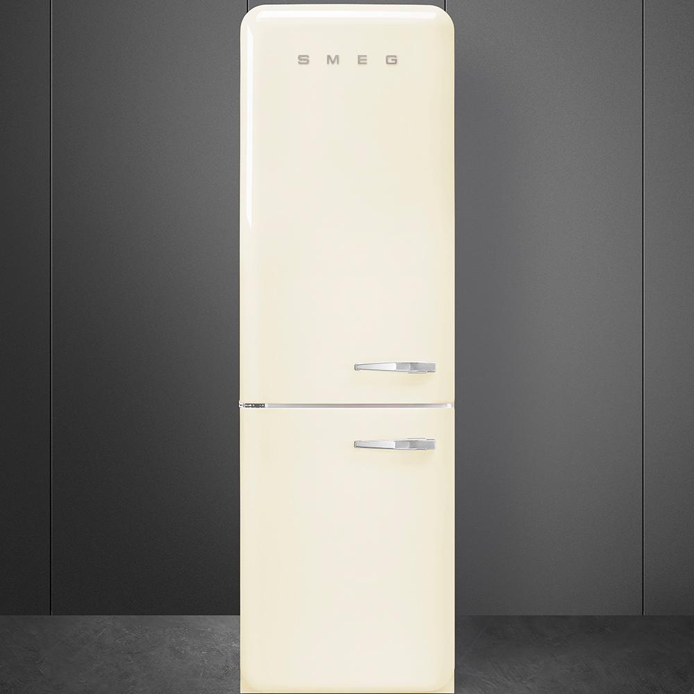 Approx 24" 50'S Style refrigerator with automatic freezer, Cream, Left hand hinge