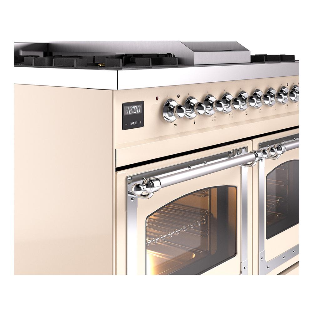 ILVE UND40FNMPAWCLP Nostalgie II Noblesse 40 inch Dual Fuel Range (Liquid Propane, Triple Glass Door, Antique White, Chrome)