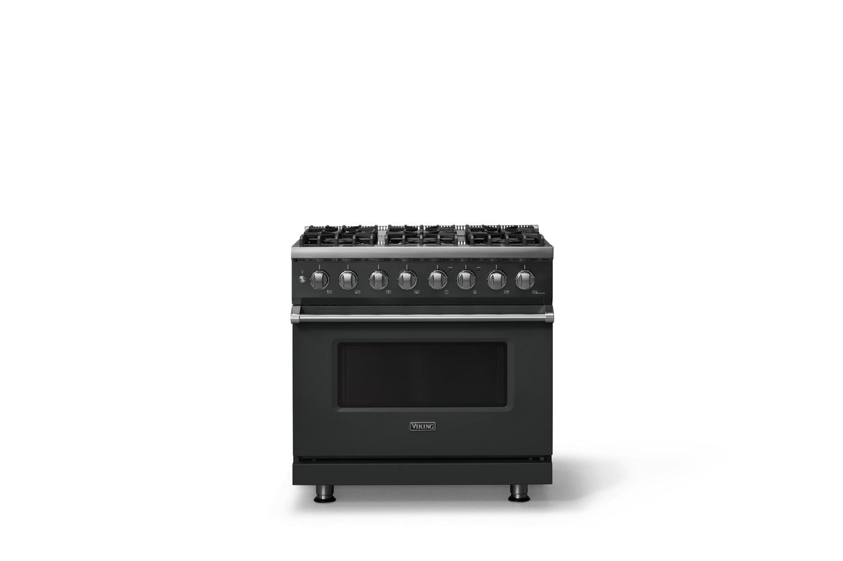 36"W. Dual Fuel Range (Burner: 6b, Finish: Antique Bronze, Trim: Polished Chrome, Fuel: Propane)