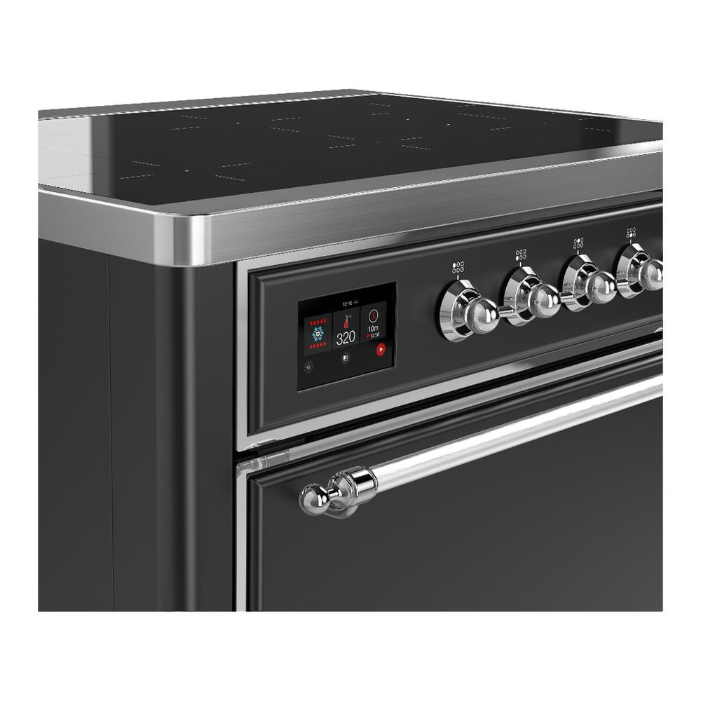 ILVE UMIB36QNR3MGC Majestic III 36 inch Induction Range with 6 Elements, 3.5 cu. ft. Total Oven Capacity (Solid Door, Graphite Matte, Chrome)