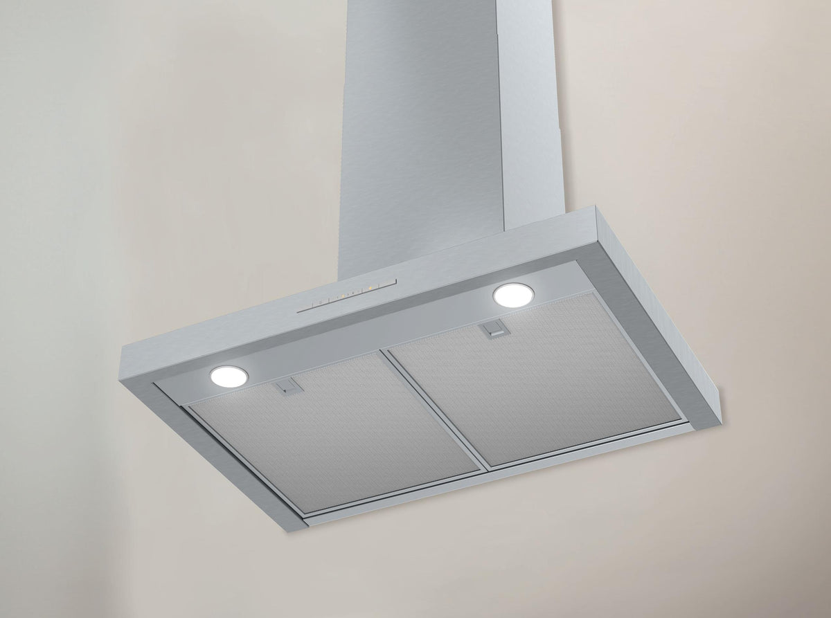 DAP 1727 Stainless steel - 30-inch wall-mounted ventilation hood with energy-efficient LED lighting and backlit controls for easy use.