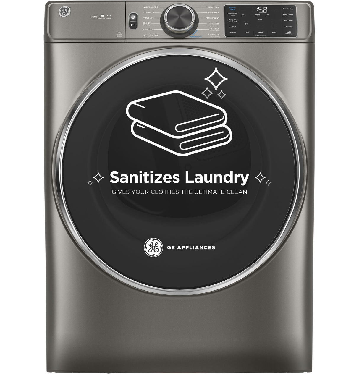 GE® ENERGY STAR® 7.8 cu. ft. Capacity Smart Front Load Gas Dryer with Steam and Sanitize Cycle