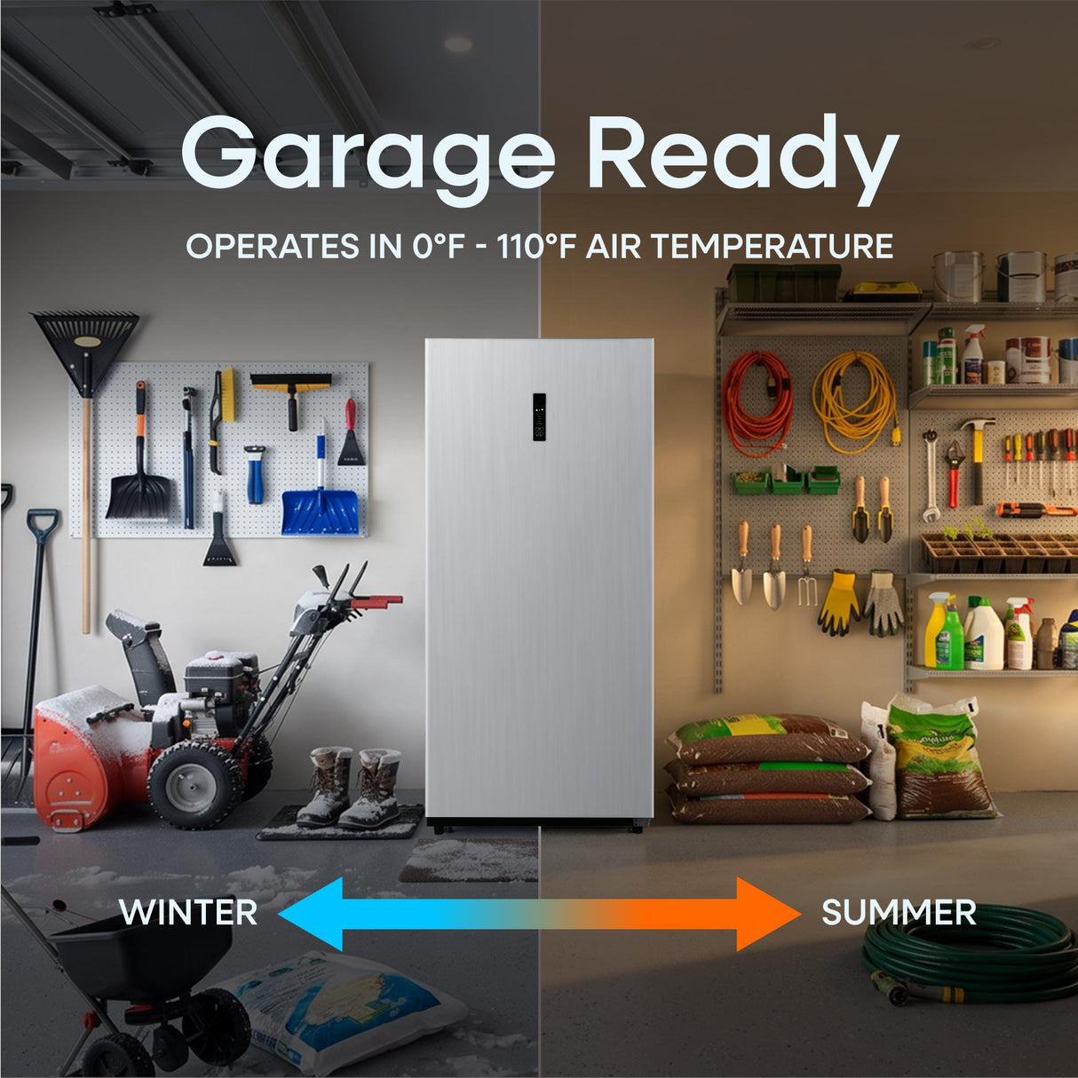 Element 17.0 cu. ft. Upright Convertible Freezer / Refrigerator - Stainless Steel, ENERGY STAR (EXUF17CEES)