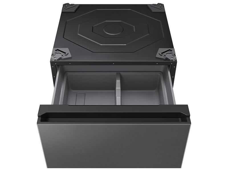 Bespoke 27" Wide Laundry Pedestal with Storage Drawer in Dark Steel