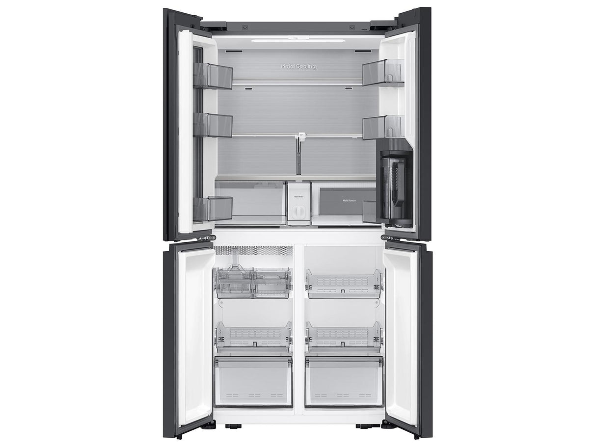 Bespoke 22 cu. ft. Counter Depth 4-Door French Door Refrigerator with Zero Clearance Fit & Food Showcase Door in White Glass