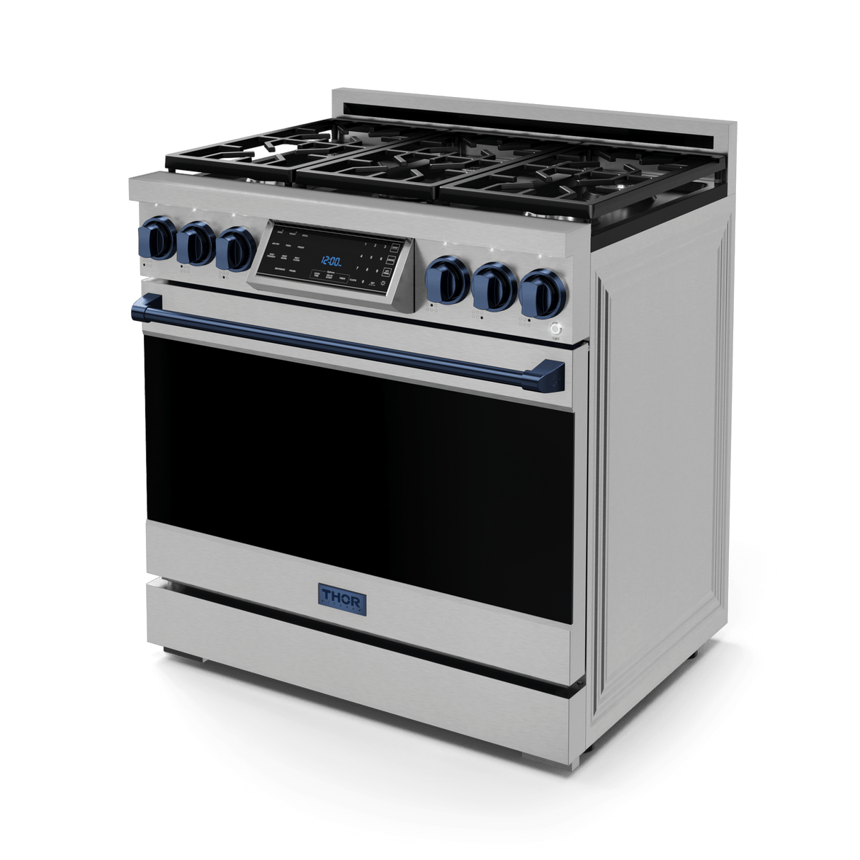 36 Inch Professional Gas Range With Tilt Panel Touch Control In Stainless Steel/navy Blue Gordon Ramsay Series