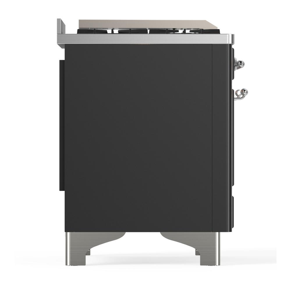 ILVE UM60FSQNR3MGC Majestic III 60 inch Dual Fuel Range with 7 Burners, Griddle and French Top, Dual Function Burner with up to 25,000 BTU (Natural Gas, Solid Door, Graphite Matte, Chrome)