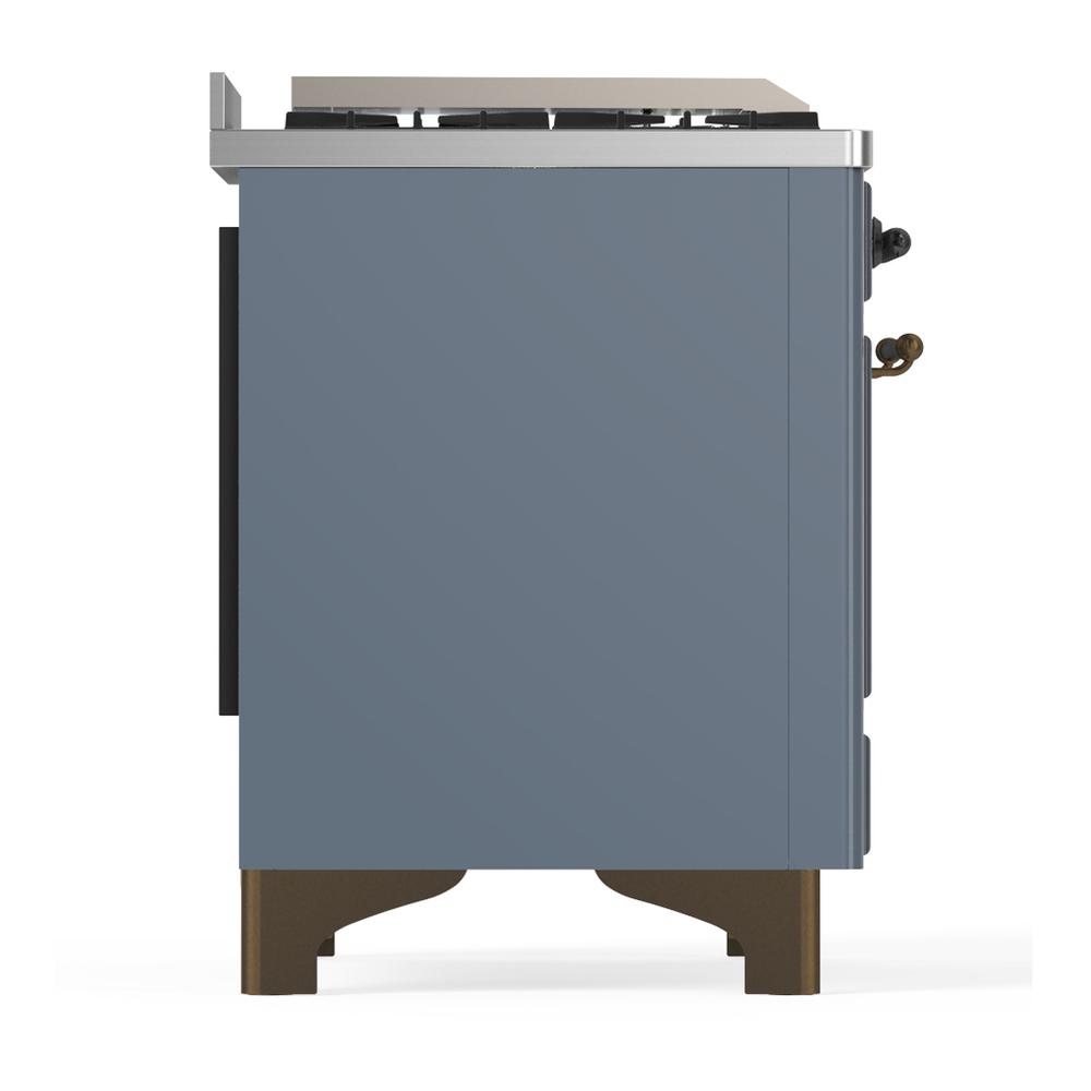 ILVE UM36FQNR3BGB Majestic III 36 inch Dual Fuel Range with 6 Black Brass Burners and Griddle, Dual Function Burner up to 25,000 BTU (Solid Door, Blue Grey, Burnished, Natural Gas)