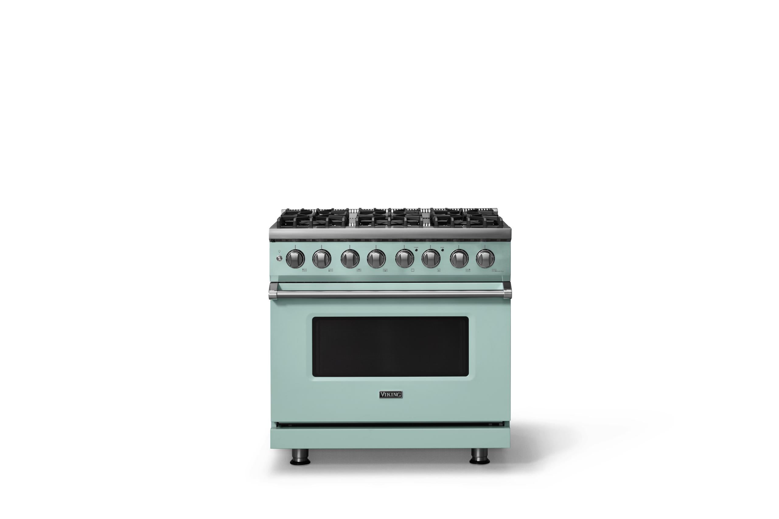 36"W. Dual Fuel Range (Burner: 6b, Finish: Splash, Trim: Polished Chrome, Fuel: Propane)