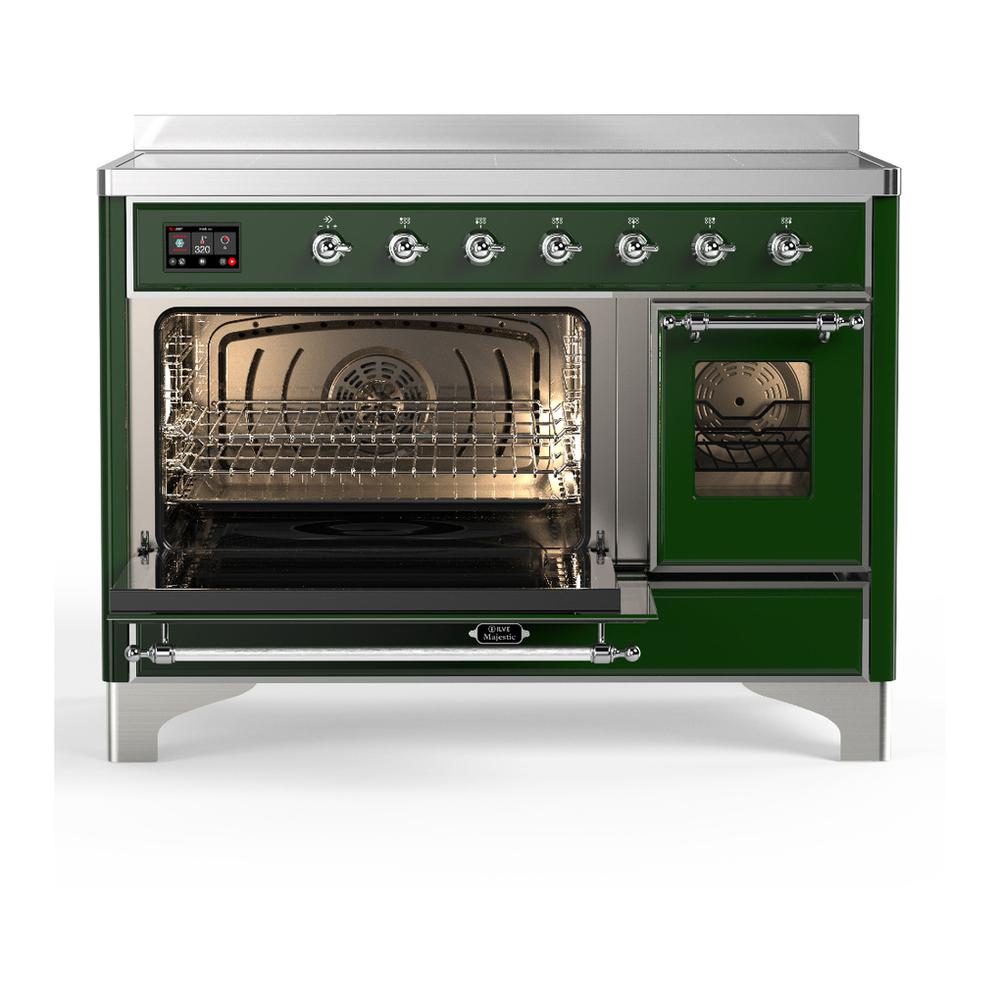 ILVE UMIB48NR3EGC Majestic III 48 inch Induction Range with 6 Elements, 5.02 cu. ft. Total Oven Capacity (Triple Glass Door, Emerald Green, Chrome)
