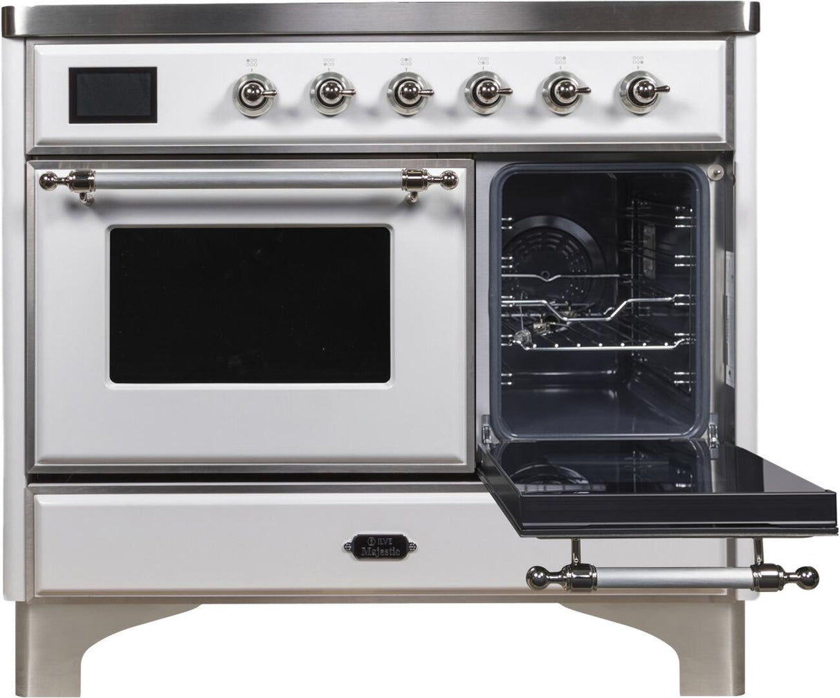 Majestic II 40 Inch Electric Freestanding Range in White with Chrome Trim