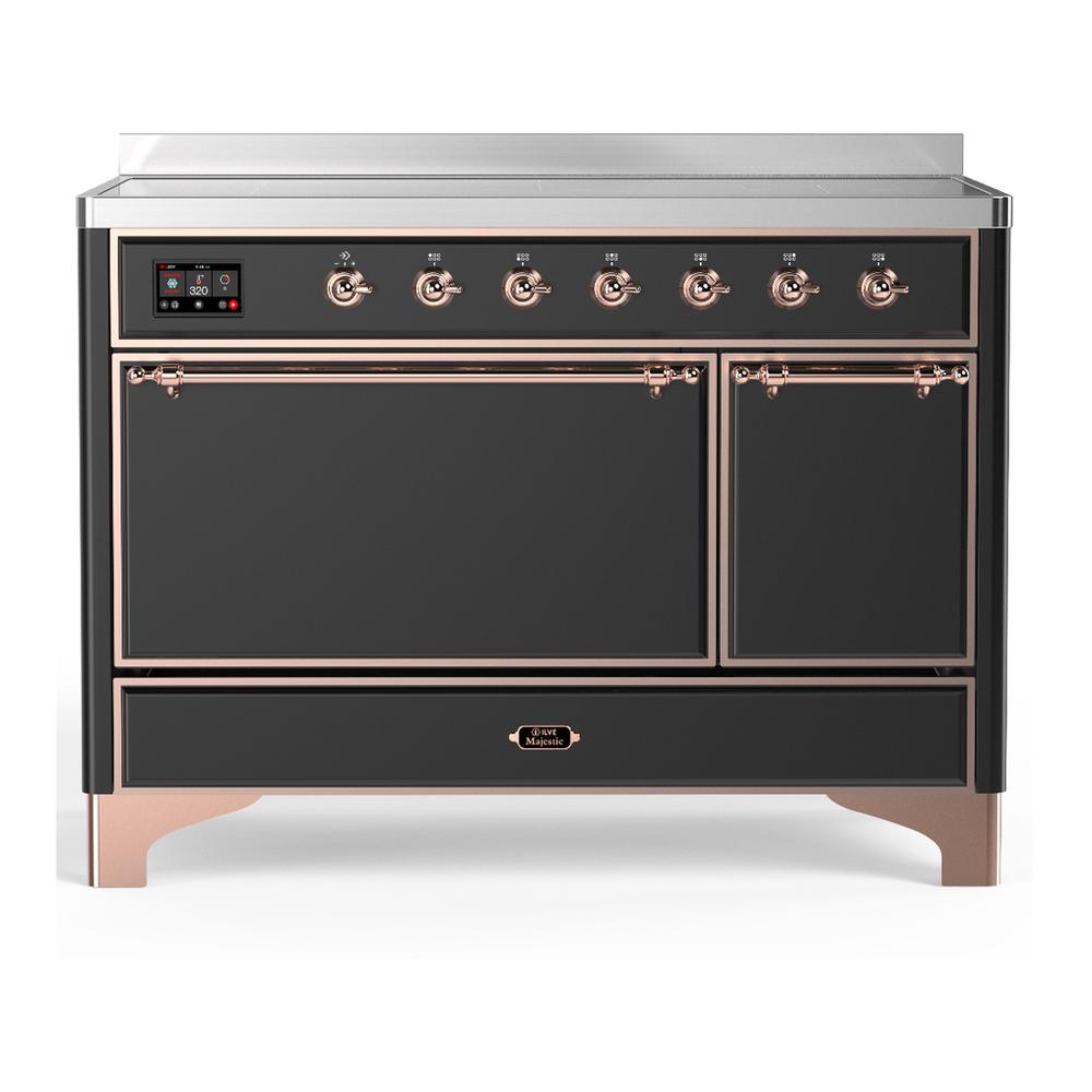 ILVE UMIB48QNR3MGP Majestic III 48 inch Induction Range with 6 Elements, 5.02 cu. ft. Total Oven Capacity (Solid Door, Graphite Matte, Copper)