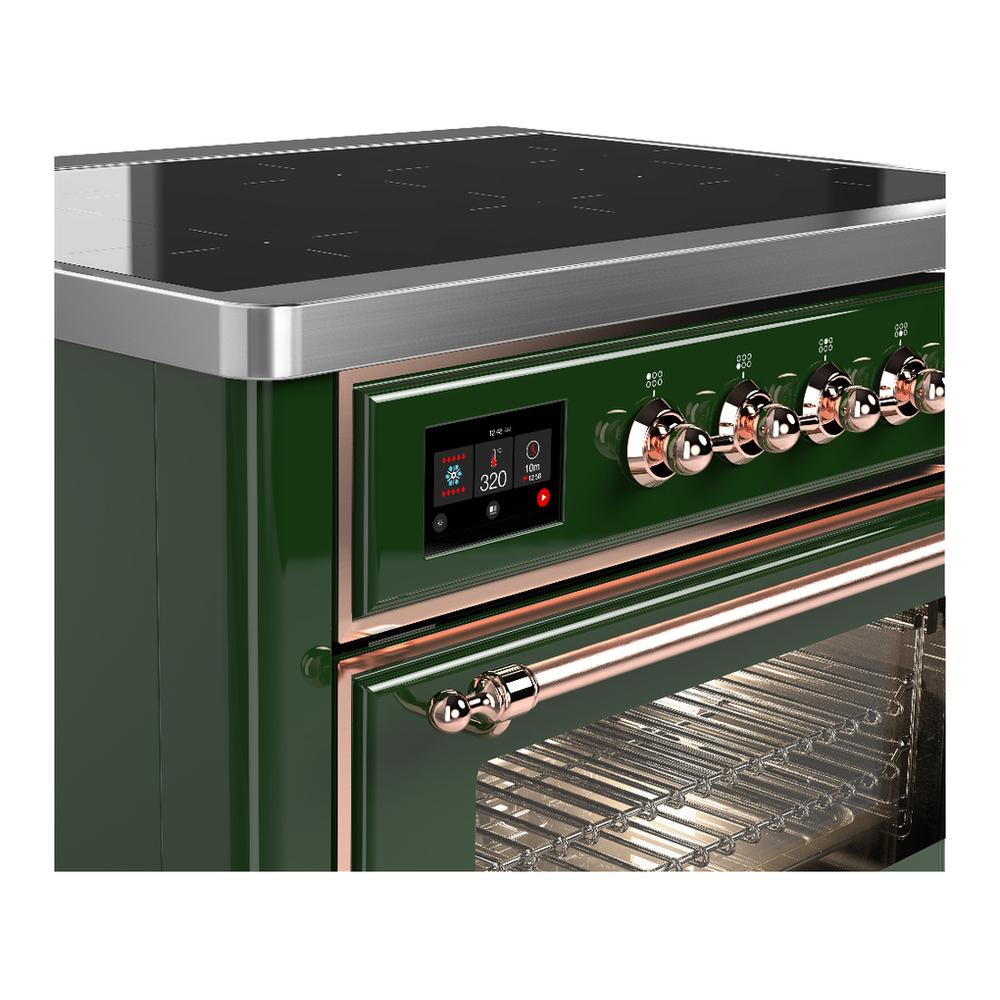 ILVE UMIB36NR3EGP Majestic III 36 inch Induction Range with 6 Elements, 3.5 cu. ft. Total Oven Capacity (Triple Glass Door, Emerald Green, Copper)