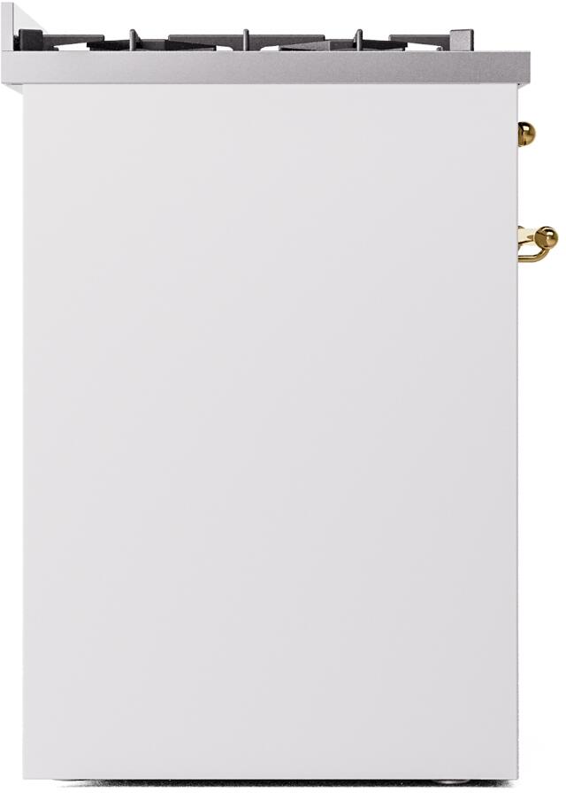 Nostalgie II 30 Inch Dual Fuel Liquid Propane Freestanding Range in White with Brass Trim