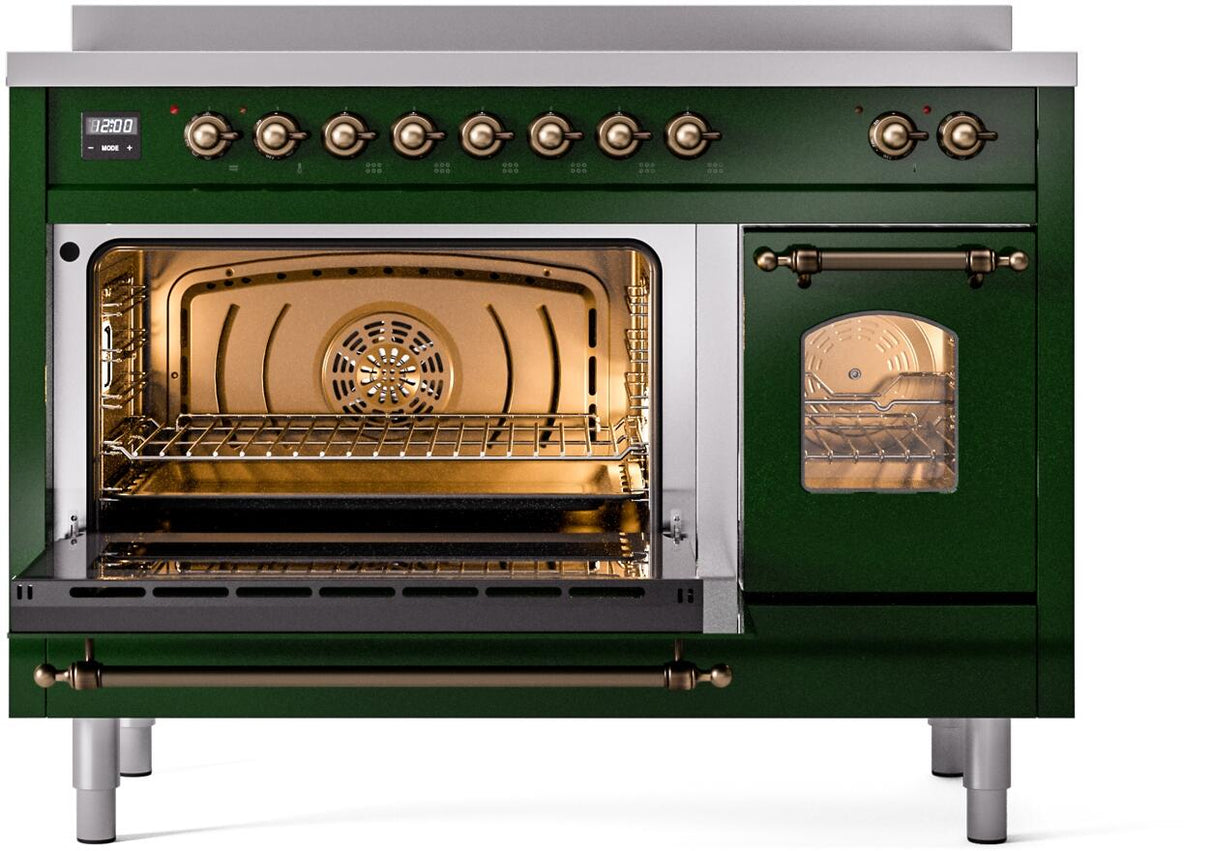 Nostalgie II 48 Inch Electric Freestanding Range in Emerald Green with Bronze Trim