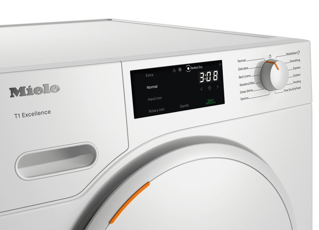 TXD160WP Lotus white - T1 Heat-Pump Dryer: 18 lb DirectSensor Honeycomb drum FragranceDos Miele@home EcoDry