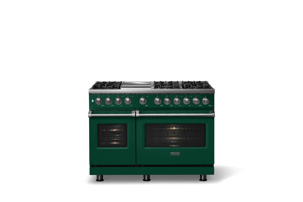 48"W. Dual Fuel Range (Burner: 6g, Finish: Ivy, Trim: Polished Chrome, Fuel: Natural Gas)