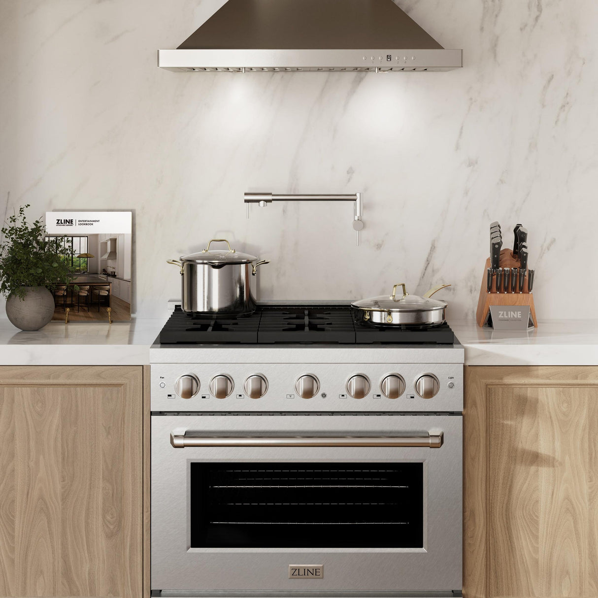 ZLINE 36 in. 5.2 cu. ft. 6 Burner Gas Range with Convection Gas Oven in DuraSnow' Stainless Steel (SGRS-36)