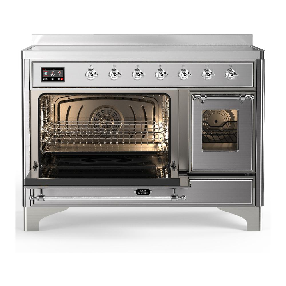 ILVE UMIB48NR3SSC Majestic III 48 inch Induction Range with 6 Elements, 5.02 cu. ft. Total Oven Capacity (Triple Glass Door, Stainless Steel, Chrome)