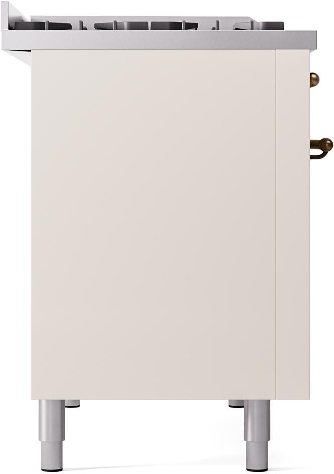 Nostalgie II 48 Inch Dual Fuel Natural Gas Freestanding Range in Antique White with Bronze Trim