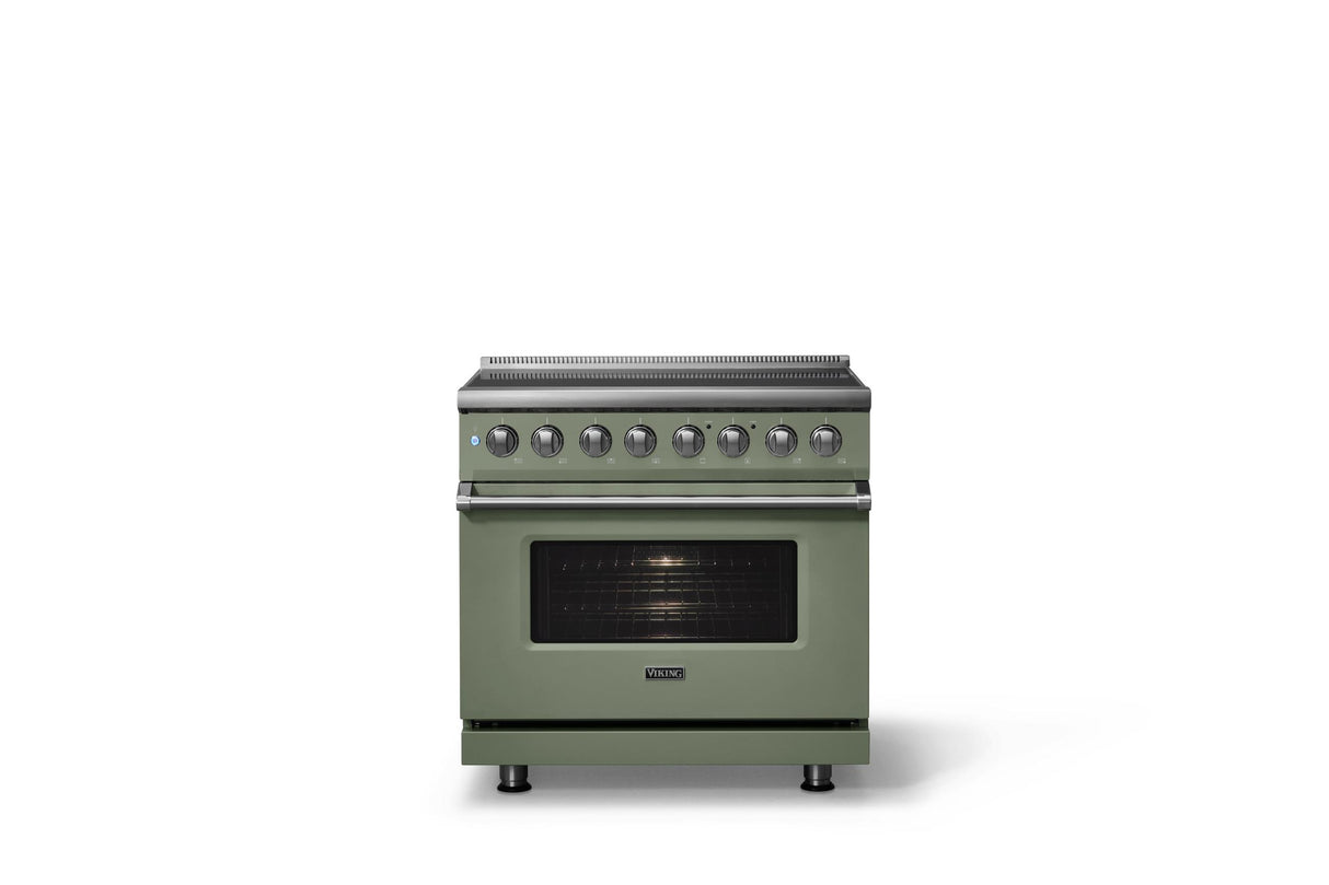 36"W. Induction Range (Finish: Eucalyptus, Trim: Polished Chrome)