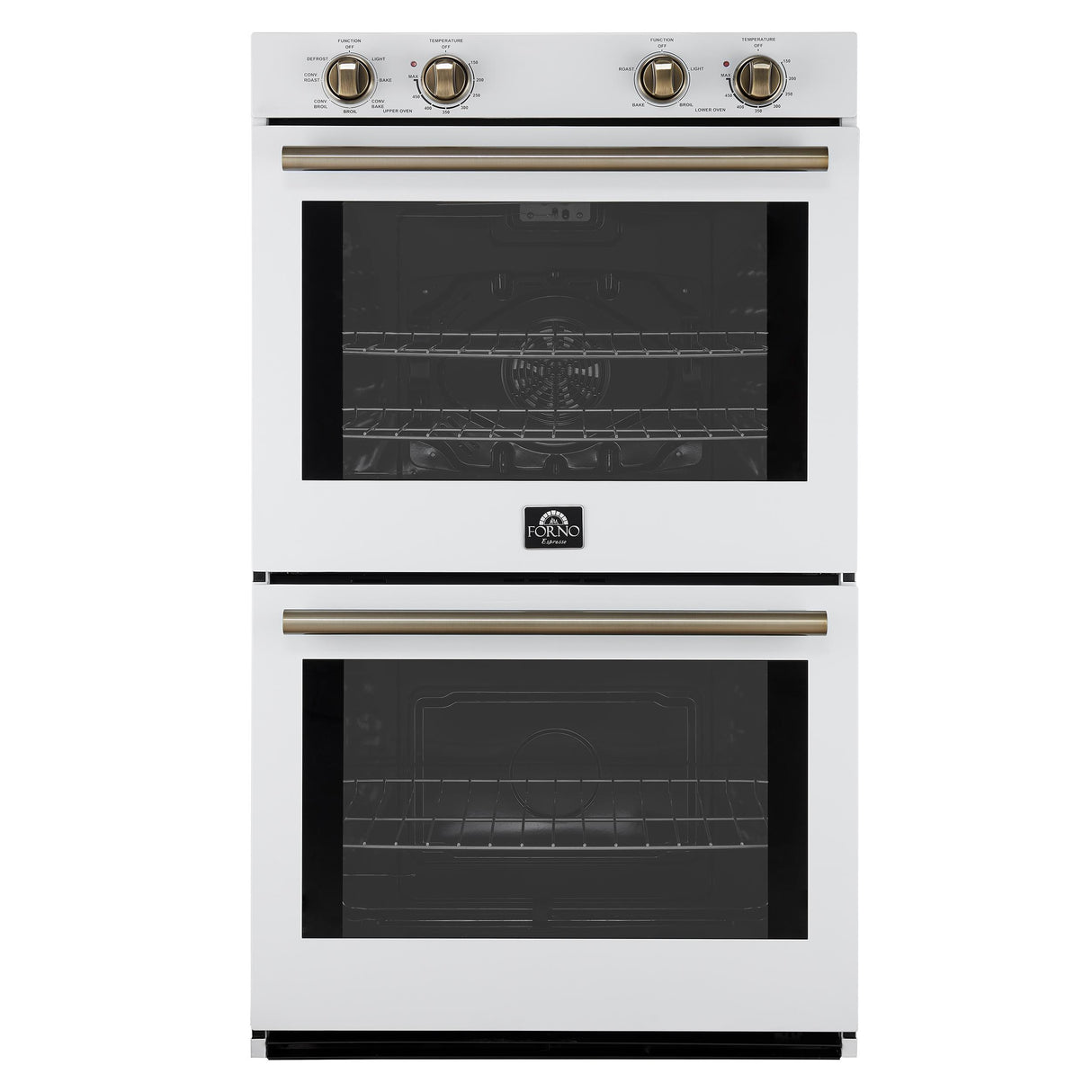 Forno Vomero 30-Inch Double Wall Oven, White, 10 cu.ft Total Capacity, 7100W Convection, Mechanical Controls, Manuel Steam Clean