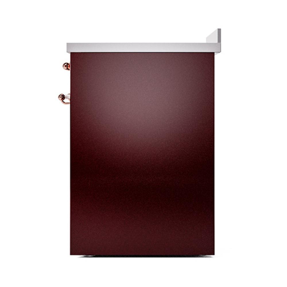 ILVE UNI304QNMPBUG Nostalgie II Noblesse 30 inch Induction Range (Solid Door, Burgundy, Brass)