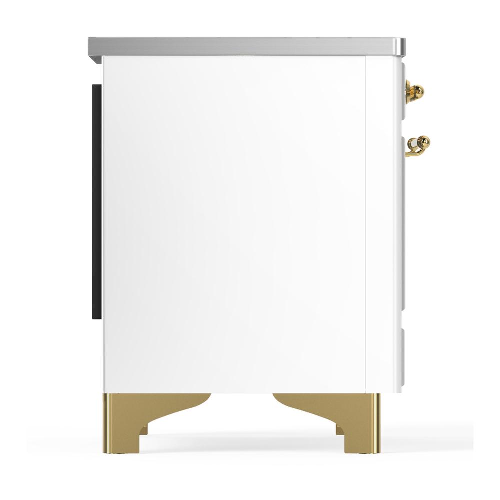 ILVE UMIB36NR3WHG Majestic III 36 inch Induction Range with 6 Elements, 3.5 cu. ft. Total Oven Capacity (Triple Glass Door, White, Brass)