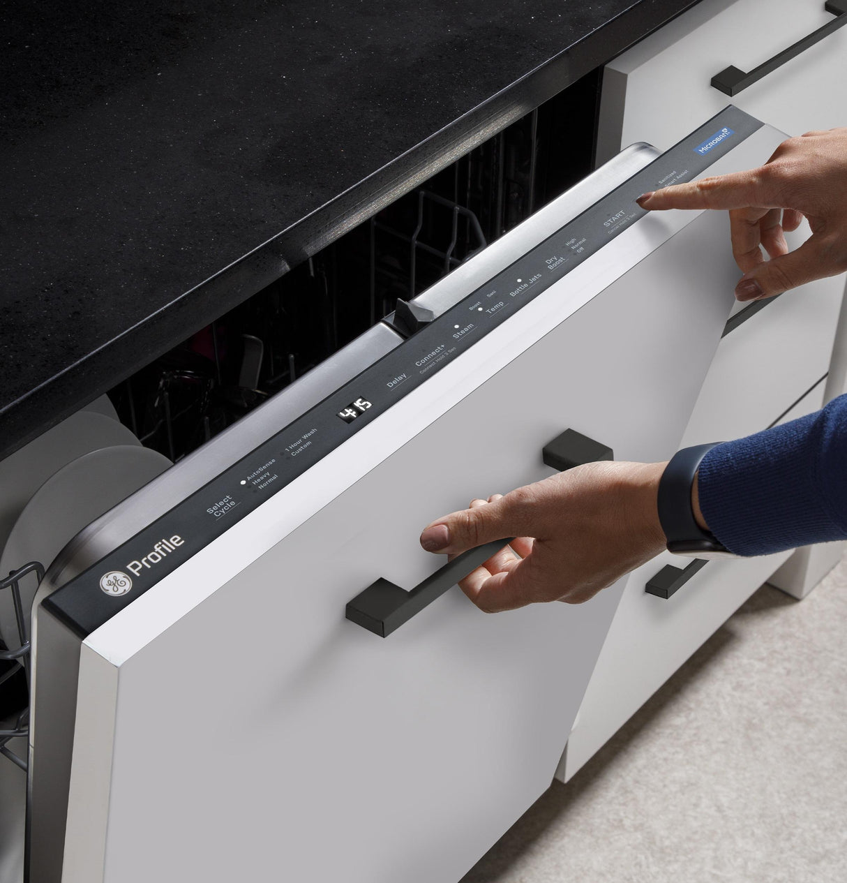 GE Profile™ ENERGY STAR® Panel-Ready Top Control Stainless Interior Dishwasher with Microban™ Antimicrobial Technology