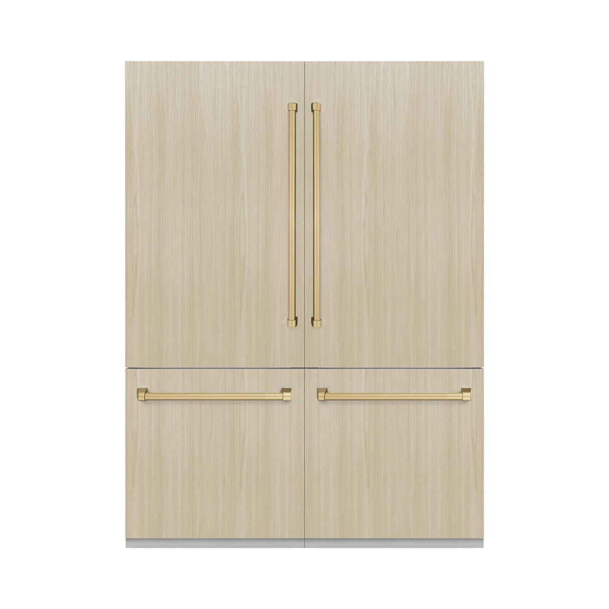 ZLINE Autograph Edition 60 in. 32.2 cu. ft. Panel Ready Built-In 4-Door French Door Refrigerator with Internal Water and Ice Dispenser with Champagne Bronze Handles (RBIVZ-60-CB)