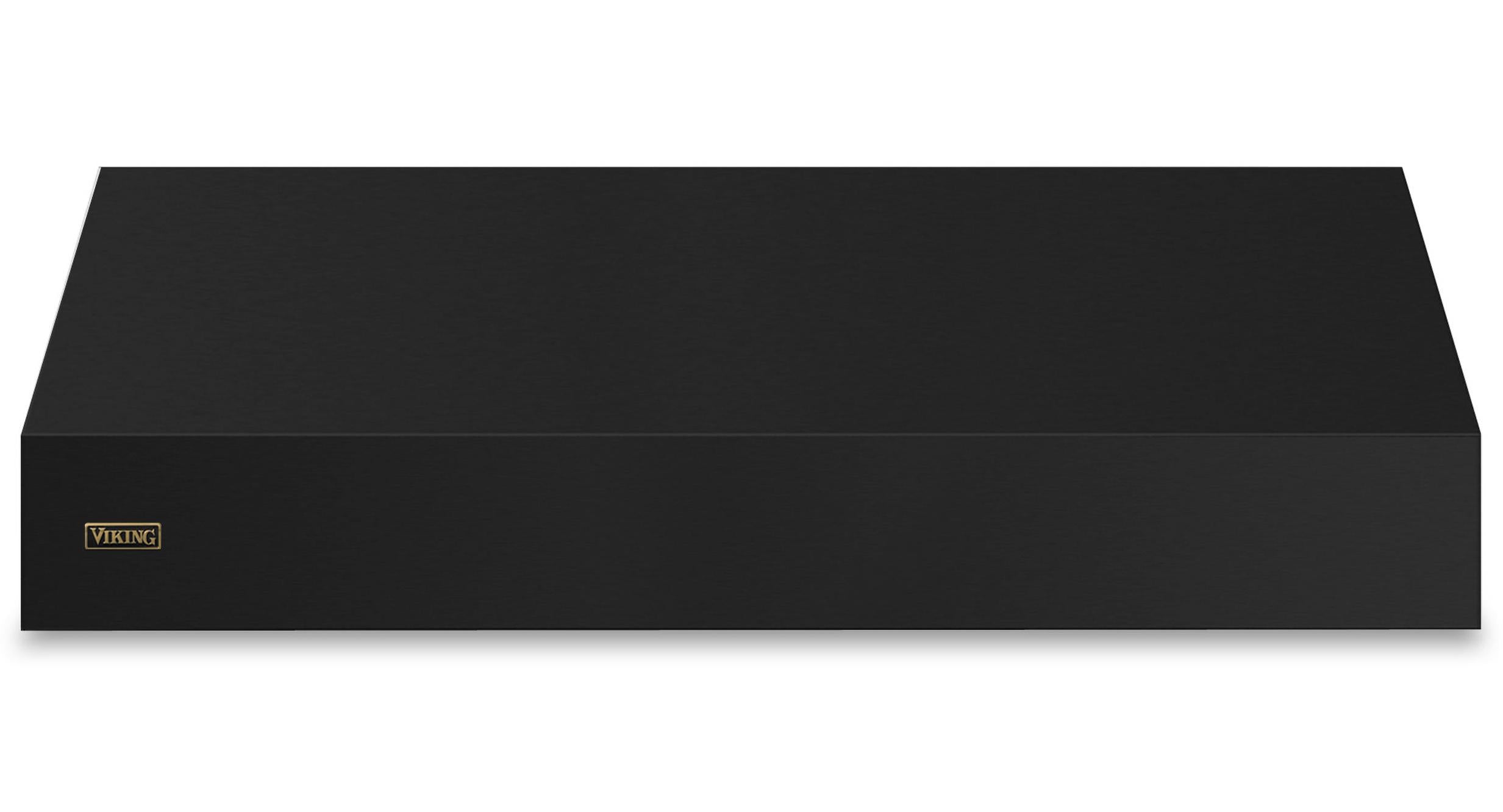 60"W. 18"H. Wall Hood (Finish: Cast Black, Trim: Brushed Brass)