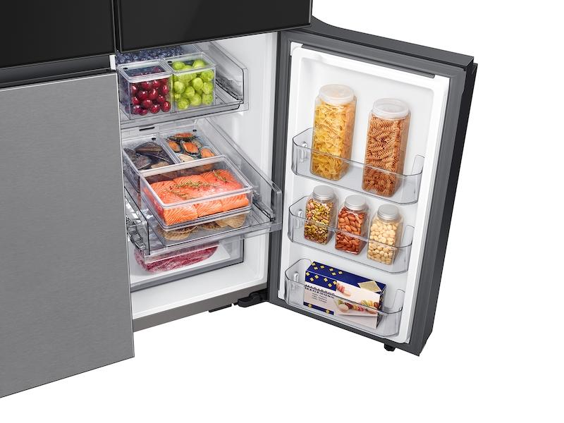 Bespoke 4-Door Flex™ Refrigerator (29 cu. ft.) with Family Hub™+ in Charcoal Glass Top and Stainless Steel Bottom Panels