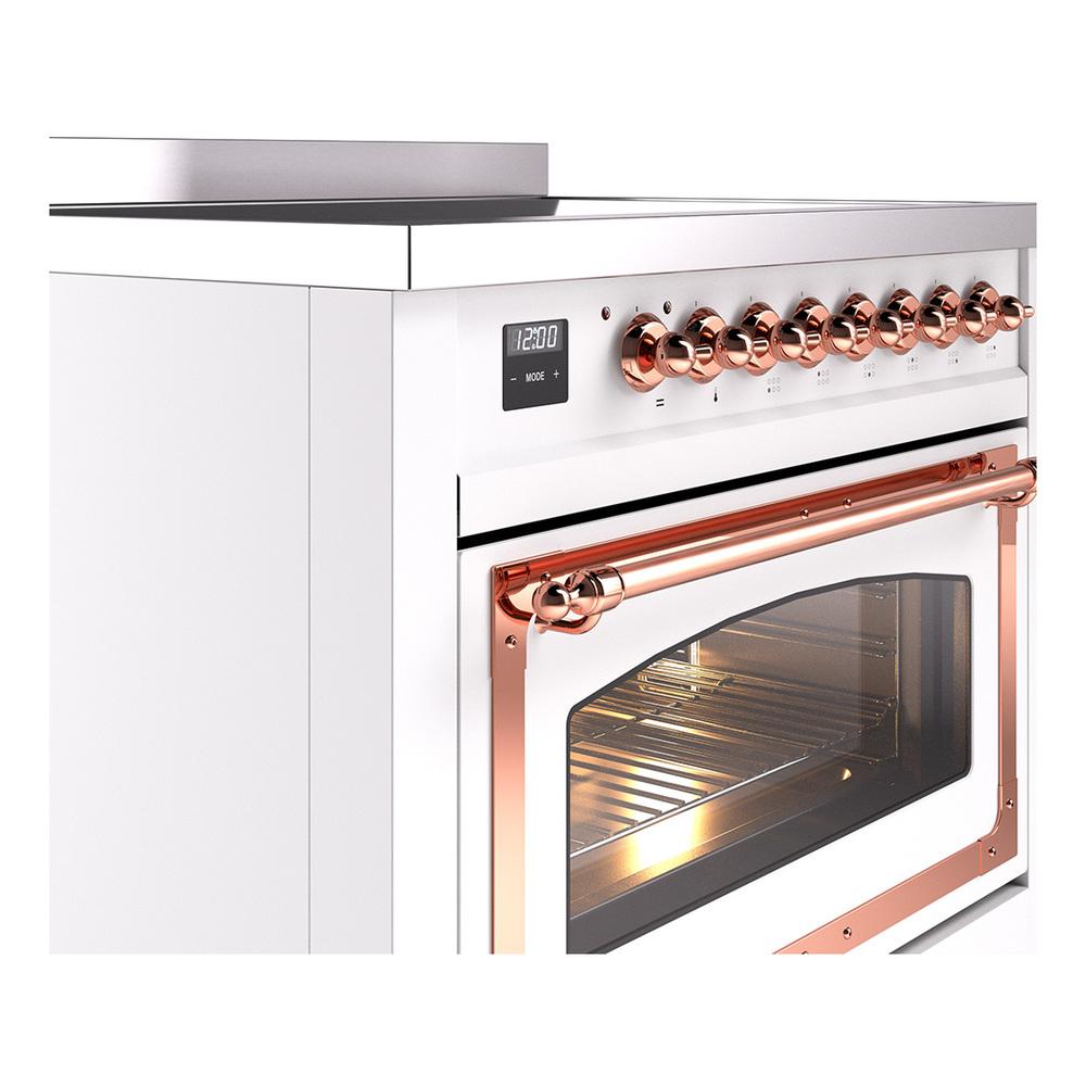 ILVE UNI366NMPWHP Nostalgie II Noblesse 36 inch Induction Range (Triple Glass Door, White, Copper)