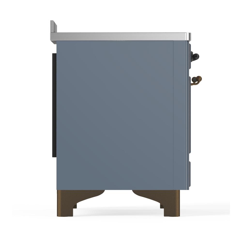 ILVE UMIB48NR3BGB Majestic III 48 inch Induction Range with 6 Elements, 5.02 cu. ft. Total Oven Capacity (Triple Glass Door, Blue Grey, Burnished)