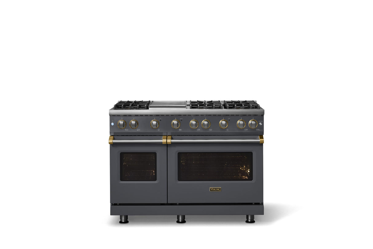 48"W. Sealed Burner Gas Range (Burner: 6g, Finish: Cast Black, Trim: Polished Chrome, Fuel: Propane)