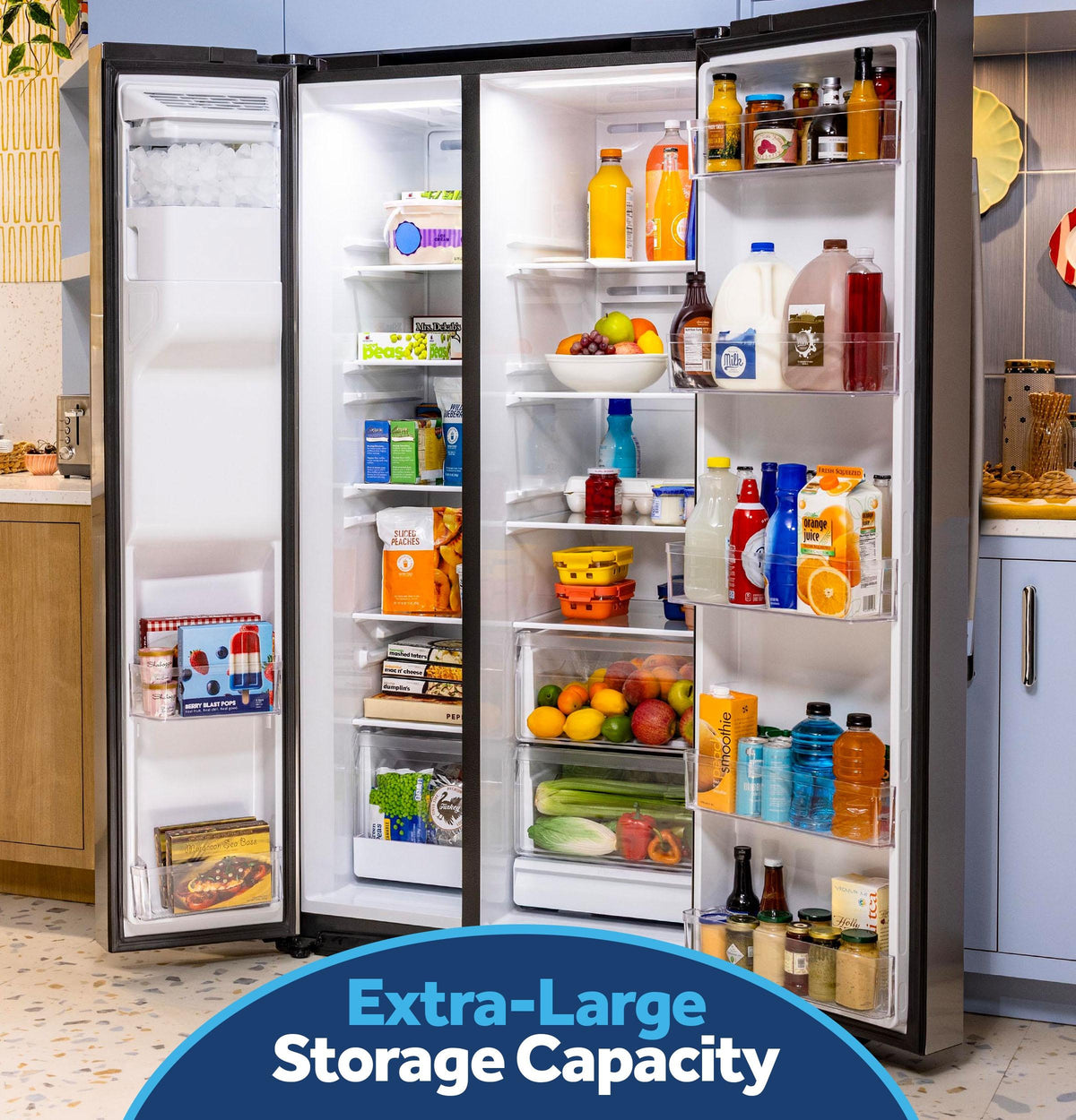 GE® 23.6 Cu. Ft. Counter-Depth Side-By-Side Refrigerator with Extra Tall Dispenser and In-Door Icemaker