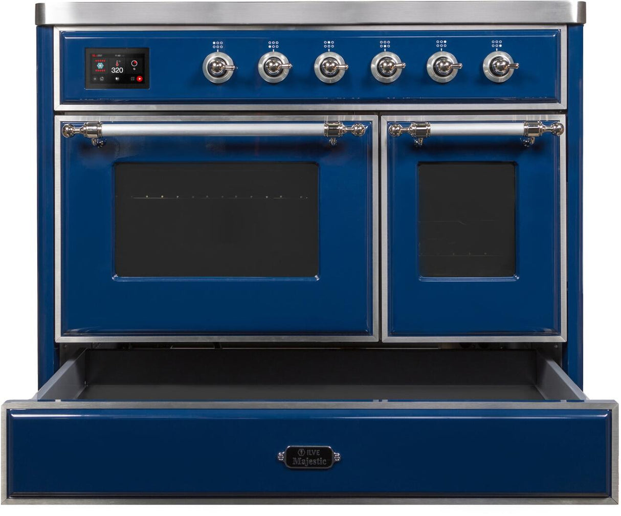 Majestic II 40 Inch Electric Freestanding Range in Blue with Chrome Trim