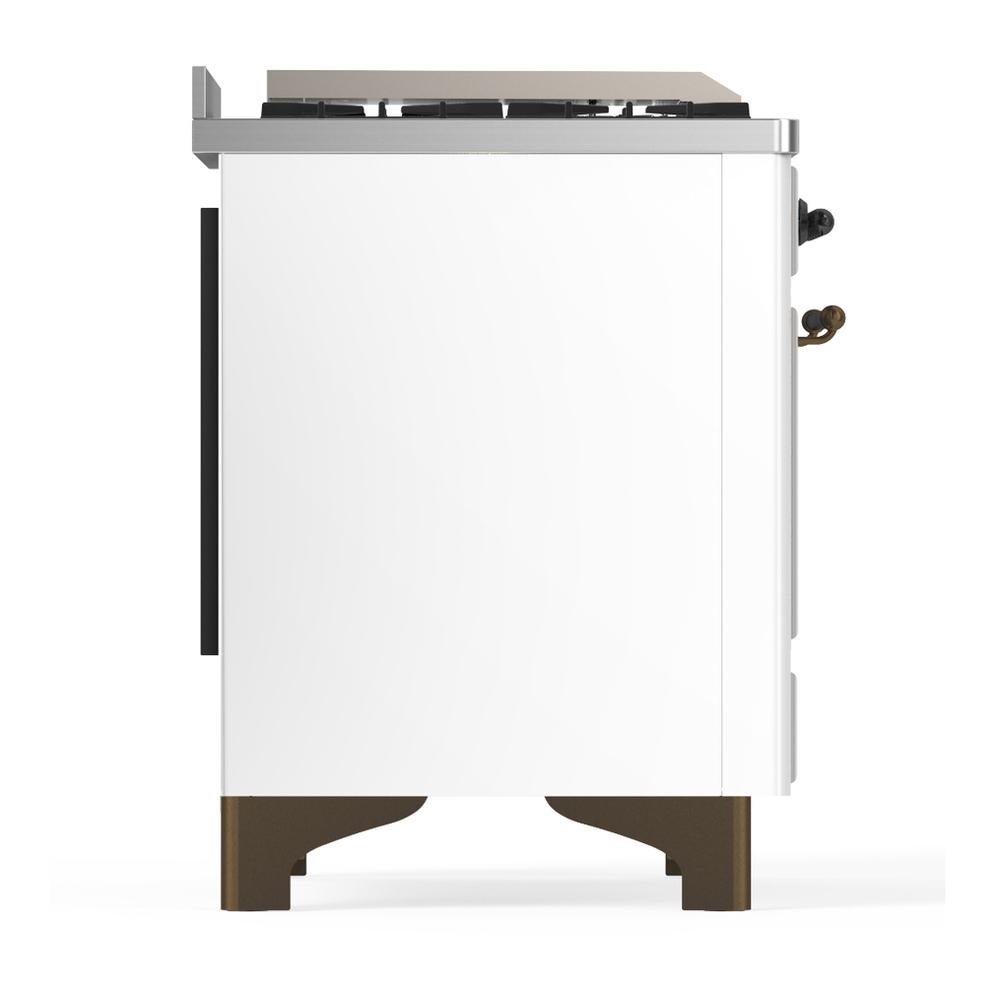 ILVE UM36FNR3WHBLP Majestic III 36 inch Dual Fuel Range with 6 Black Brass Burners and Griddle, Dual Function Burner up to 25,000 BTU (Triple Glass Door, White, Burnished, Liquid Propane)