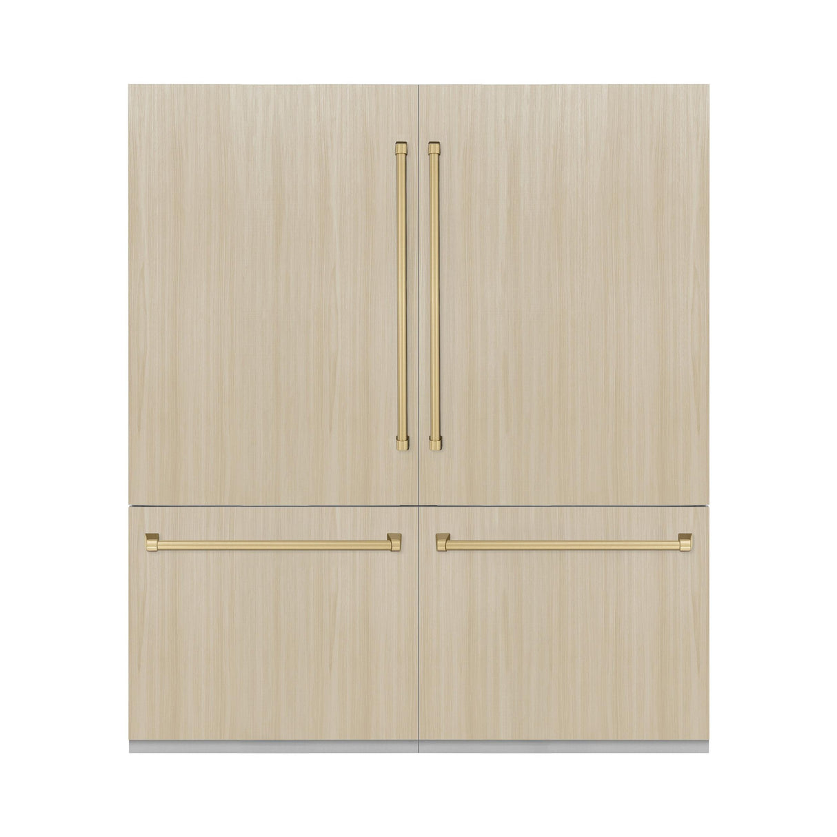 ZLINE Autograph Edition 72 in. 39.6 cu. ft. Panel Ready French Door Built-In Bottom Freezer Refrigerator with Water Dispensers and Ice Makers and Champagne Bronze Accents (RBITZ-72-CB)
