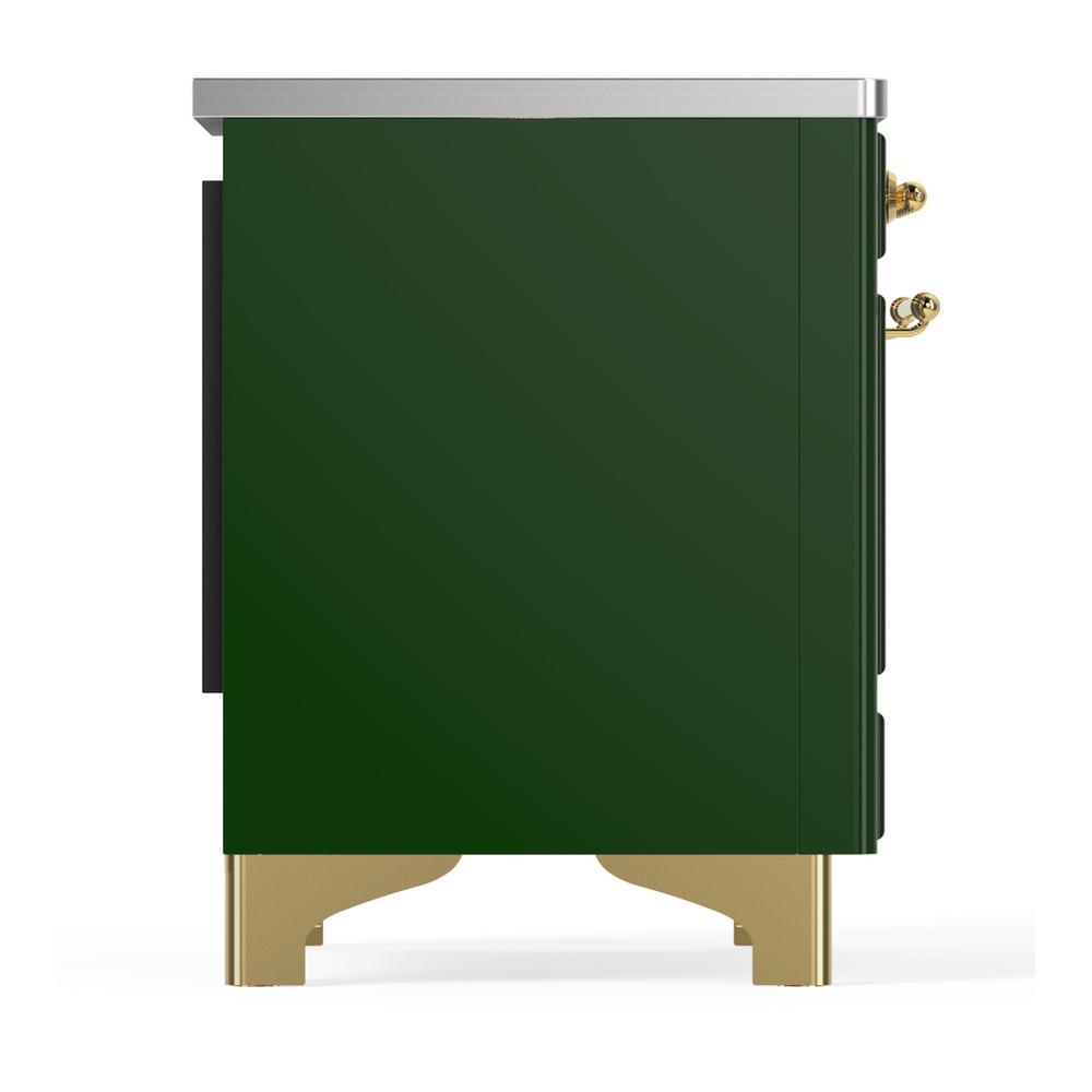ILVE UMIB36NR3EGG Majestic III 36 inch Induction Range with 6 Elements, 3.5 cu. ft. Total Oven Capacity (Triple Glass Door, Emerald Green, Brass)