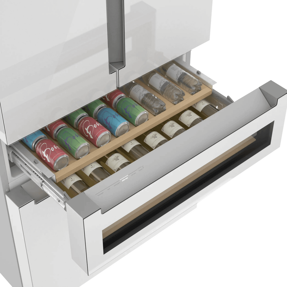 800 Series French Door Bottom Mount Refrigerator, Glass door 36" White, Total No Frost