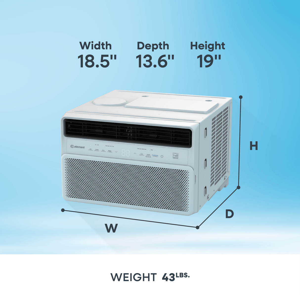 Element 8,000 BTU, 115V Inverter Window Air Conditioner - White (EHWR08BE)